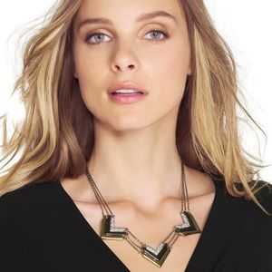 WHBM Multi Tone Chevron Bib Necklace With Crystals